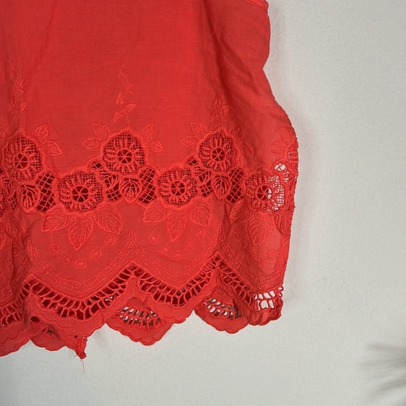 Tobi Orange Cotton Lace Detail Tank - Picture 2 of 7